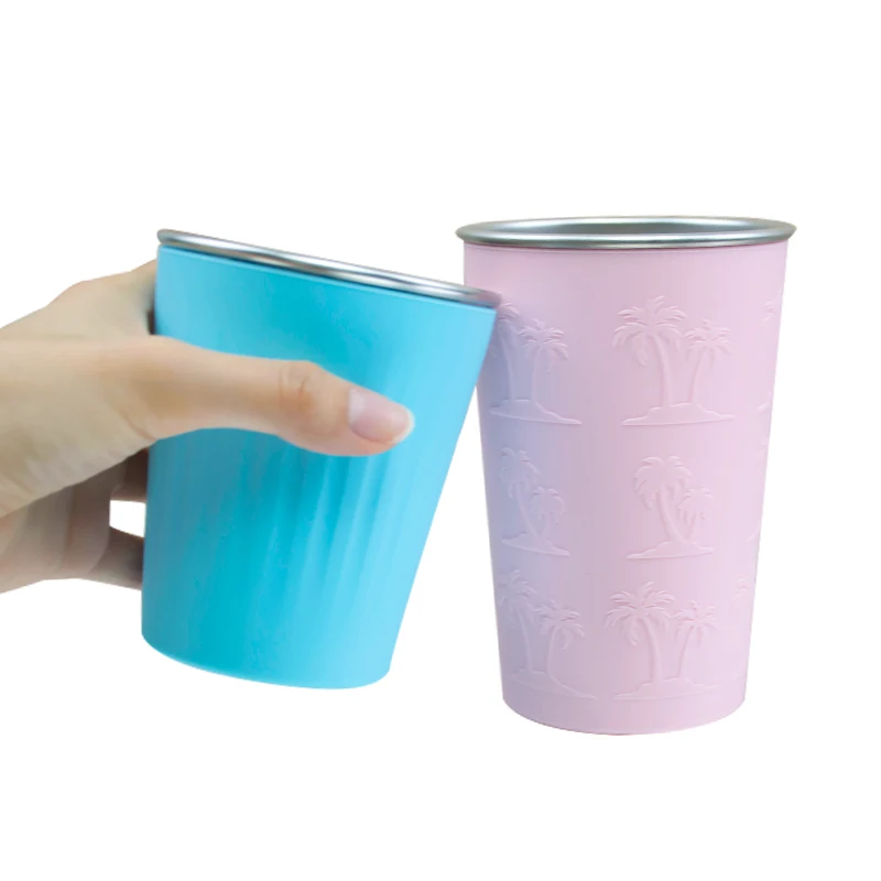 Unbreakable & Reusable 16-Ounce Silicone Drinking Cups with Steel inside for Indoor and outdoor