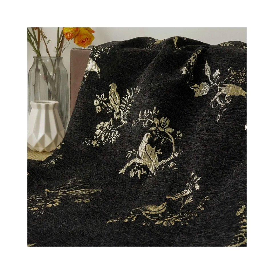 Chinese style silk embossed flower and bird cheongsam vest jacquard fabric for luxury clothing