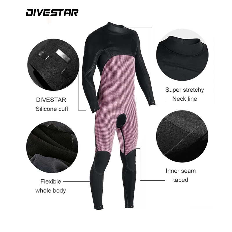 DIVESTAR Custom High Quality 3/2mm Neoprene Thermal Surfing Wetsuit With Rapid Dry Fabric and Chest Zipper Bodysuit