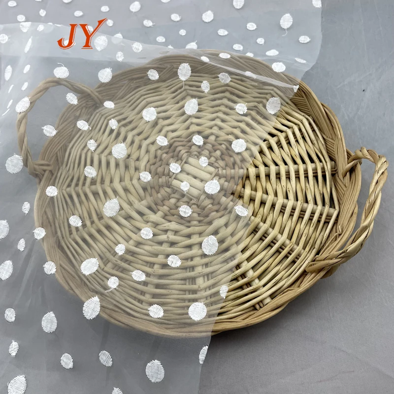 B0504 Special dots pattern Silk Embroidered Organza Chiffon Embroidery Fabric For Dress Made