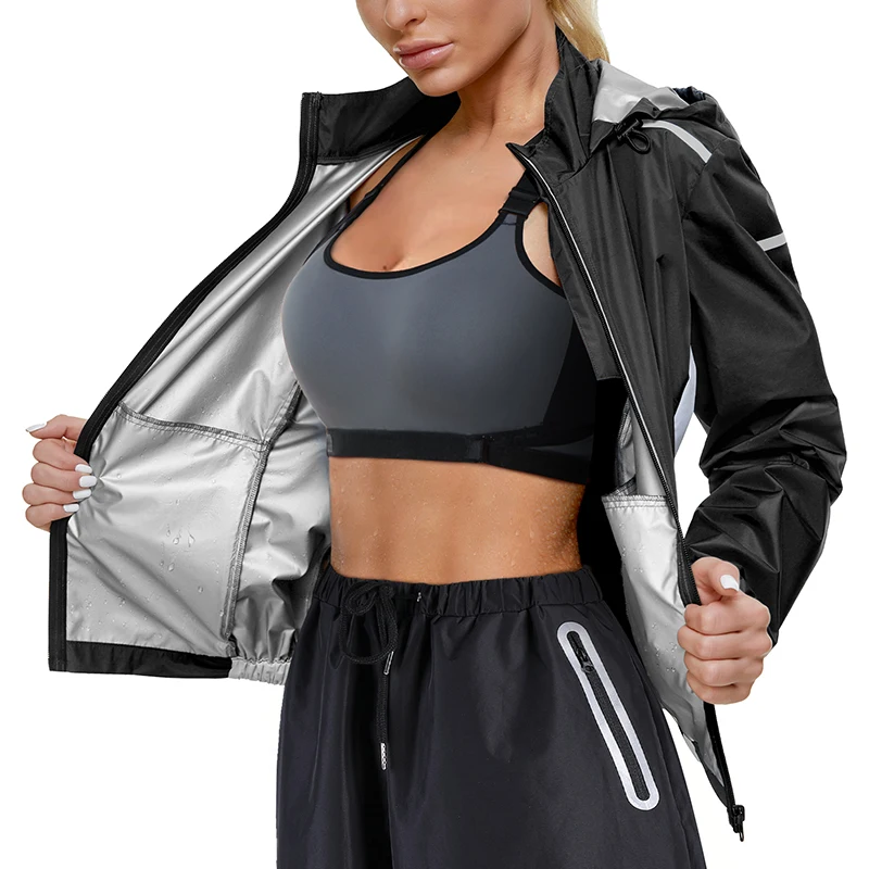Women Workout Sauna Sweat Suit Rapid Fat Burning Silver Fiber Fabric Weight Loss Suit Slimming Sauna Suit