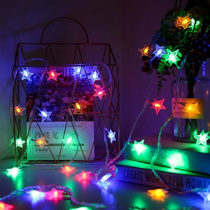 Outdoor led christmas star night string light led star shape led string lights christmas curtain lights stars