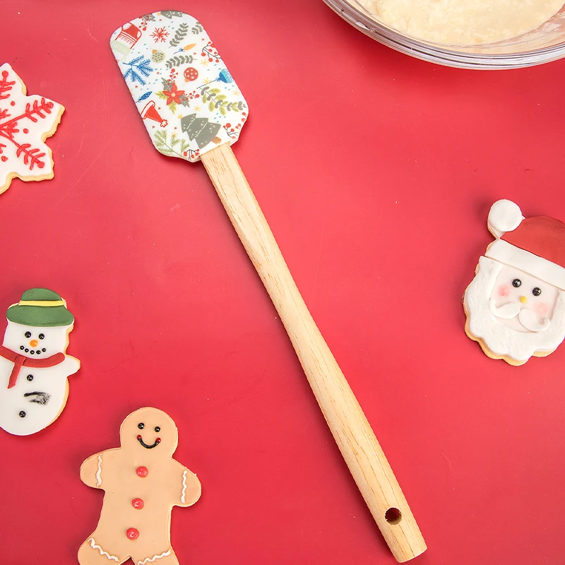 Wholesale Bakery Cheese Scraper Spatula Heat Proof Silicone Wooden Spatula for Cake