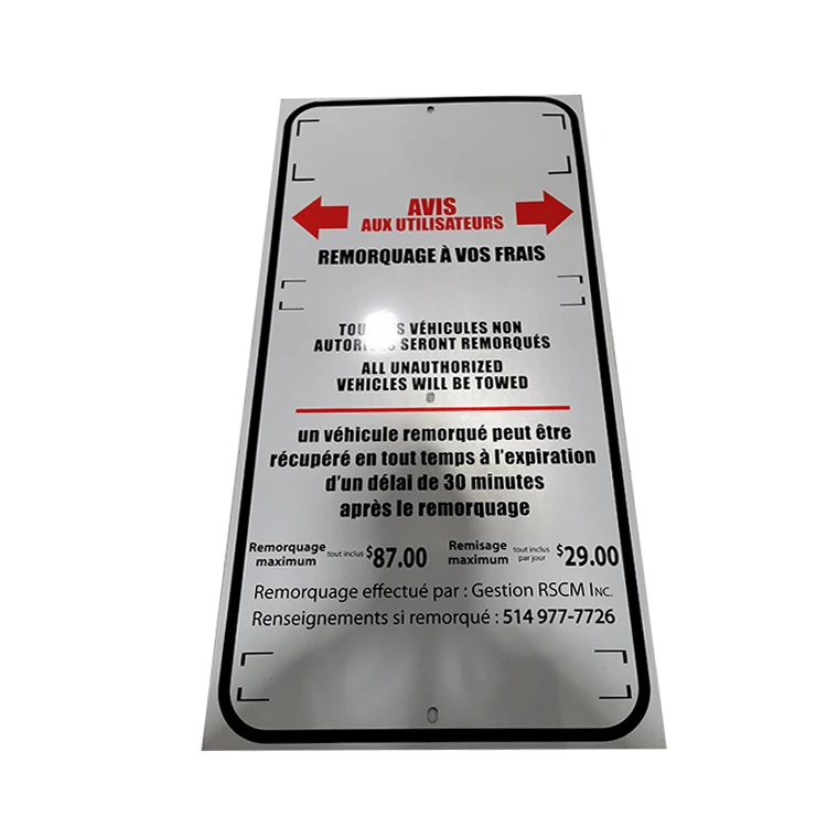 Blank custom rectangle white metal sign high quality durable reflective plates