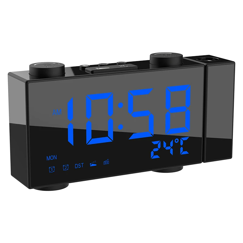 NEW mold USB rechargeable digital alarm clock with radio, alarm clock radio with projection display