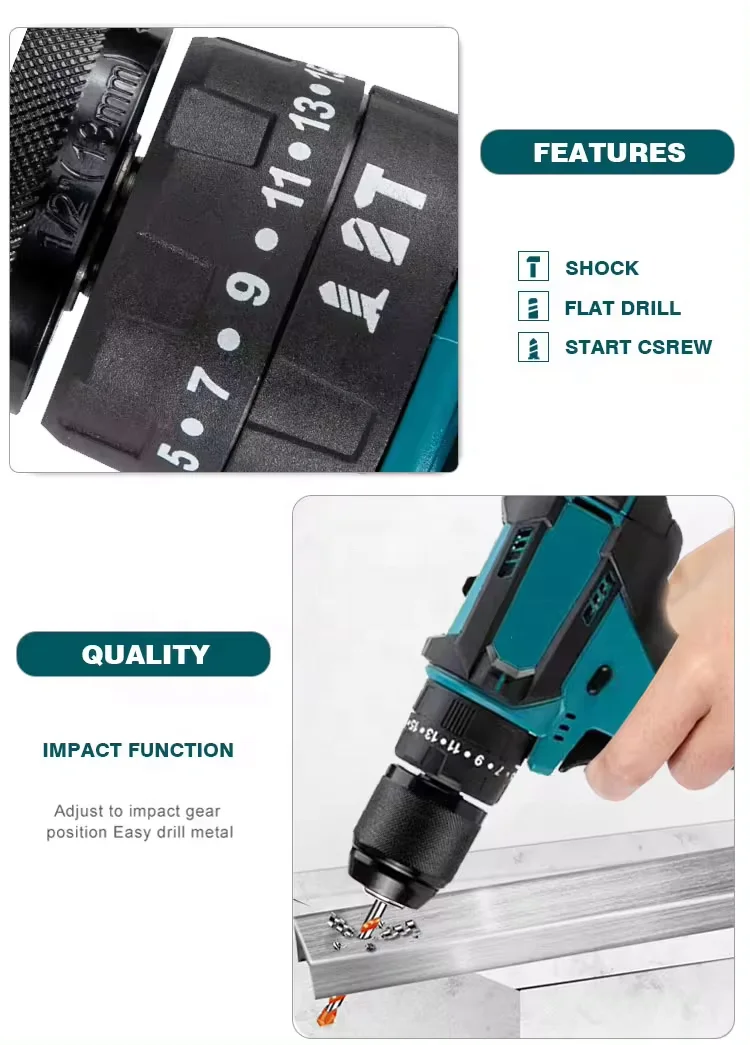 Wholesale High Efficiency Screw Driver Machine Hand Electric Power Drill Machine Tools Cordless Lithium Power Impact Drills
