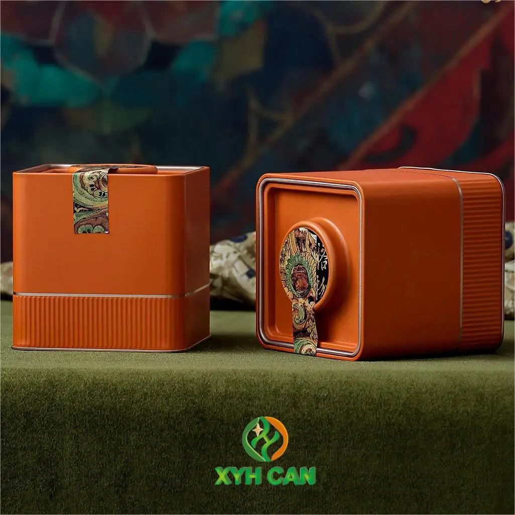 Custom Vintage 500g Square Metal Cans Tinplate Tea Can with Square Sealed Lid