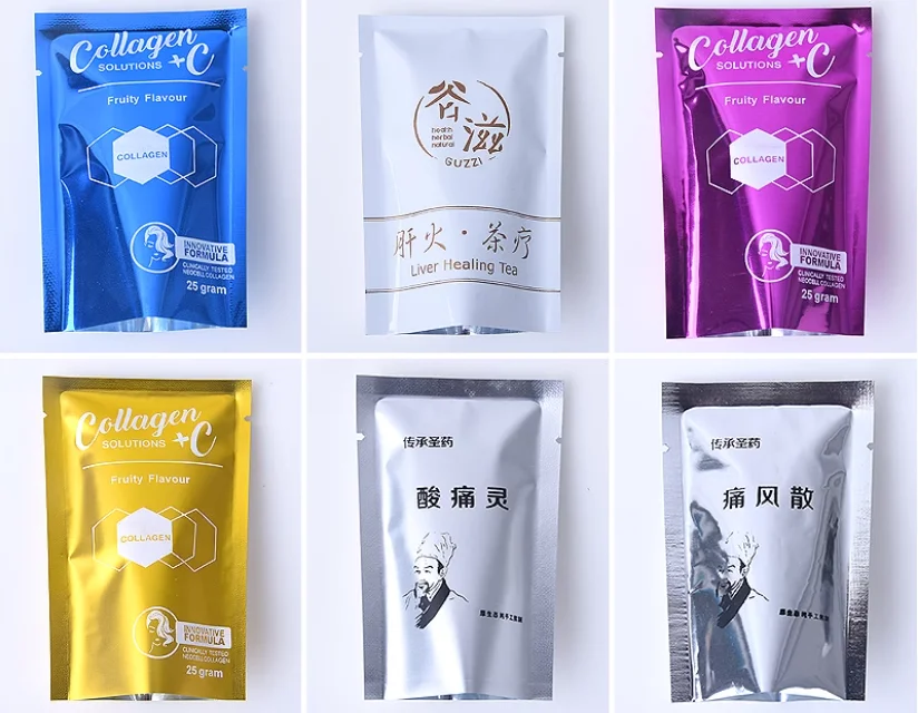 Custom reusable plastic aluminum laminated bag 3 side seal sachet cosmetic packaging bags