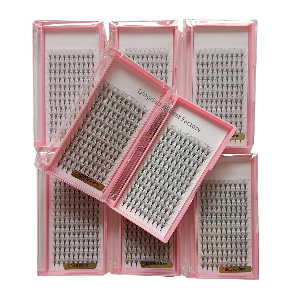 Wholesale price qingdao eyelashes own brand lashes 2D 3D 4D 5D 6DJ B C D premade fans 0.07 0.10 0.15 premade eyelash extensions