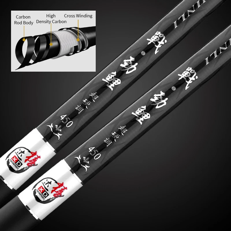 Wholesale Carbon Light Hard Fishing Rod 3.6M To 7.2M Lure Freshwater Saltwater Baitcasting Lure Fishing Rod 4.5M