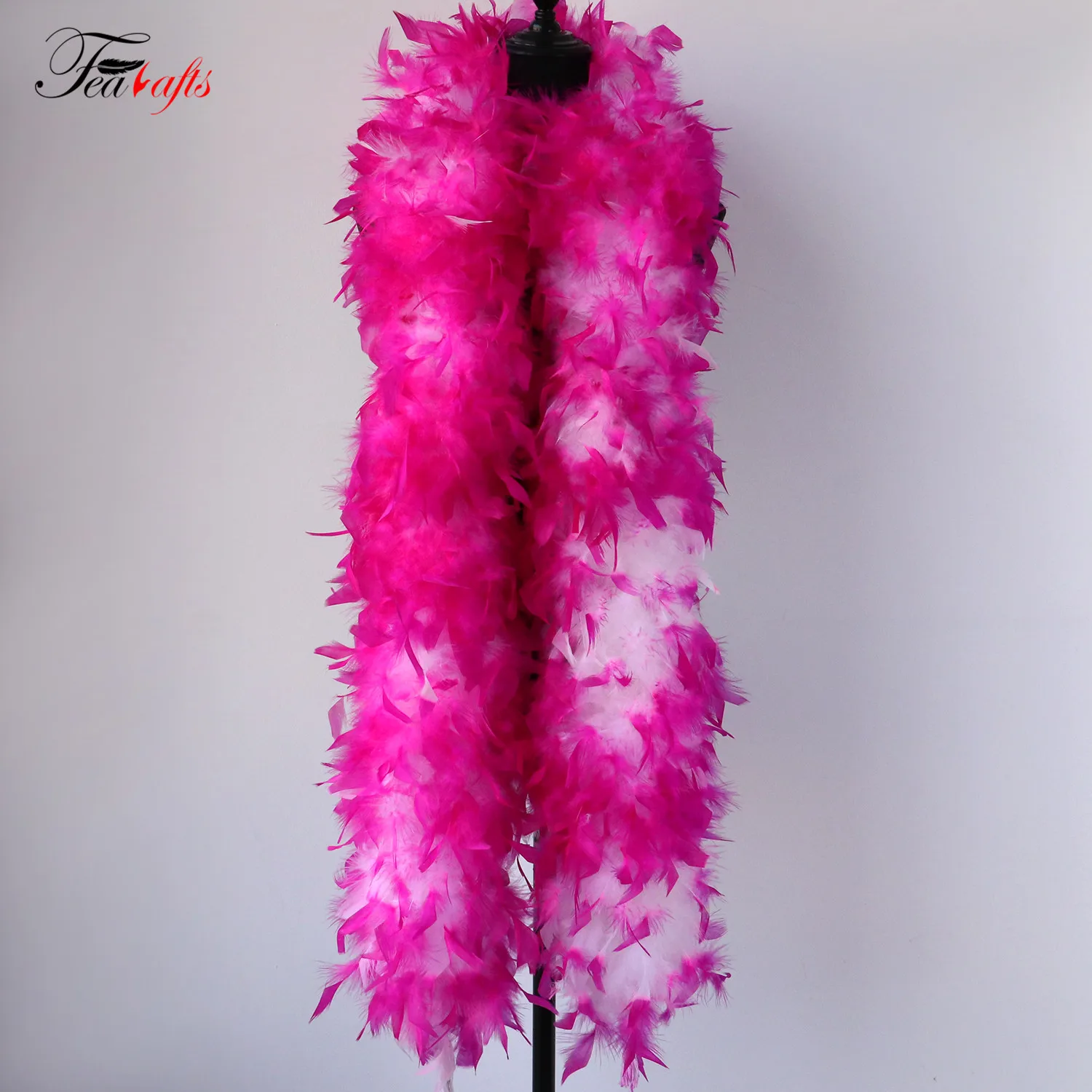 Artificial White And Pink Turkey Plumes Boa 120G Natural Chandelle Feathers Boas For Carnival Party Decoration Costumes