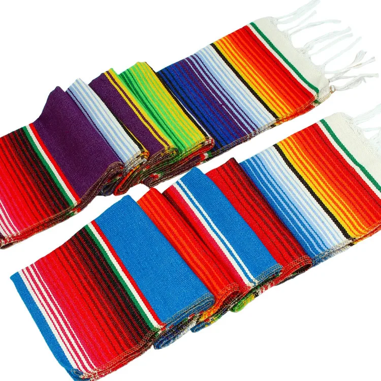 Genuine Mexican Table Runner Saltillo Serape Colorful Striped Sarape Made in China