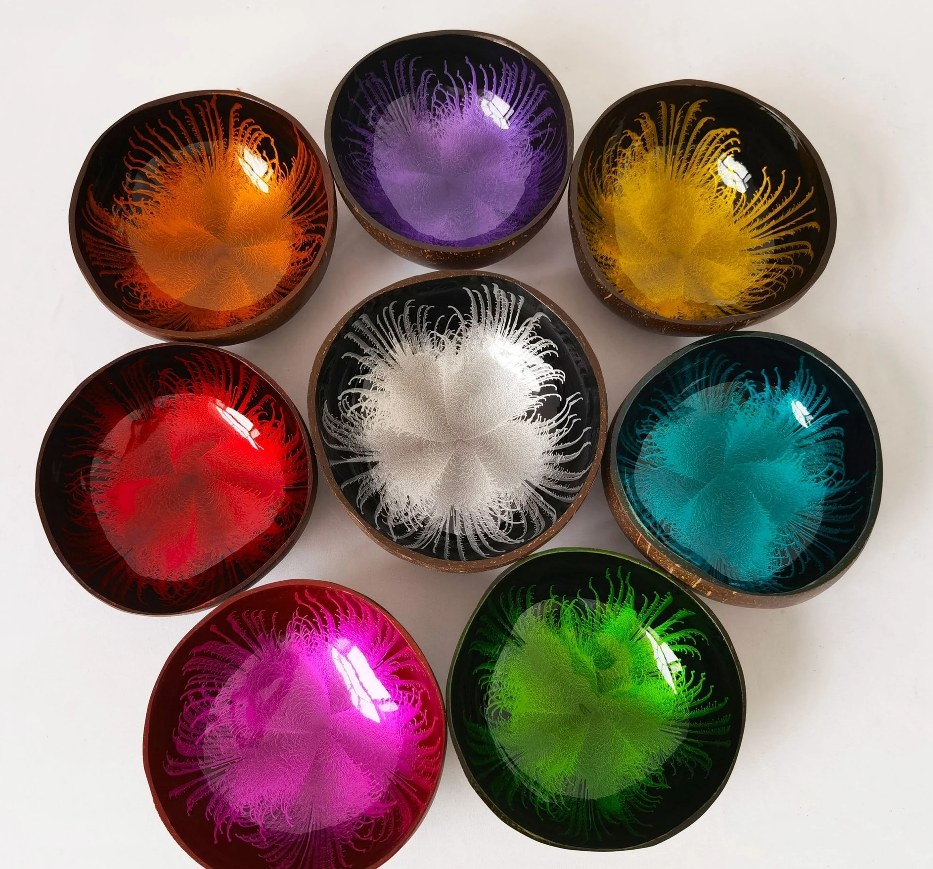 ,Storage Bowl,Candy Container,Nuts Holder Desktop Organizerfor Home Office Living Room(Mixed Colors)Lacquer Coconut Shell Bowl