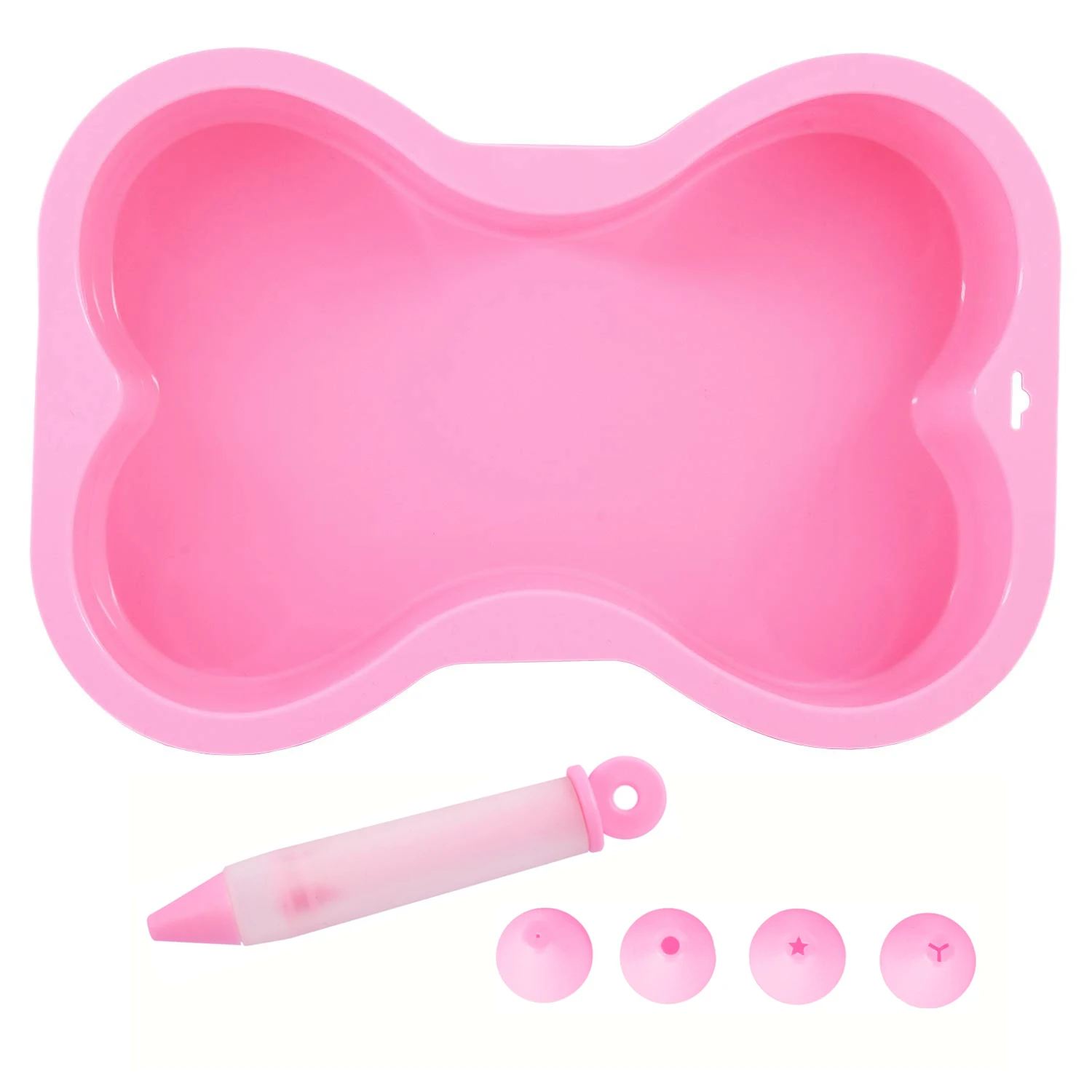 Nonstick Dog Birthday Cake Mold Silicone Bone Shape Cake Pan with Decorating Pen