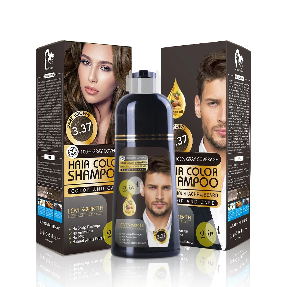 Без PPD без аммиака 100% серый охват натуральные темно-коричневые быстрое умирание для волос Усы Борода шампунь для окрашивания волос