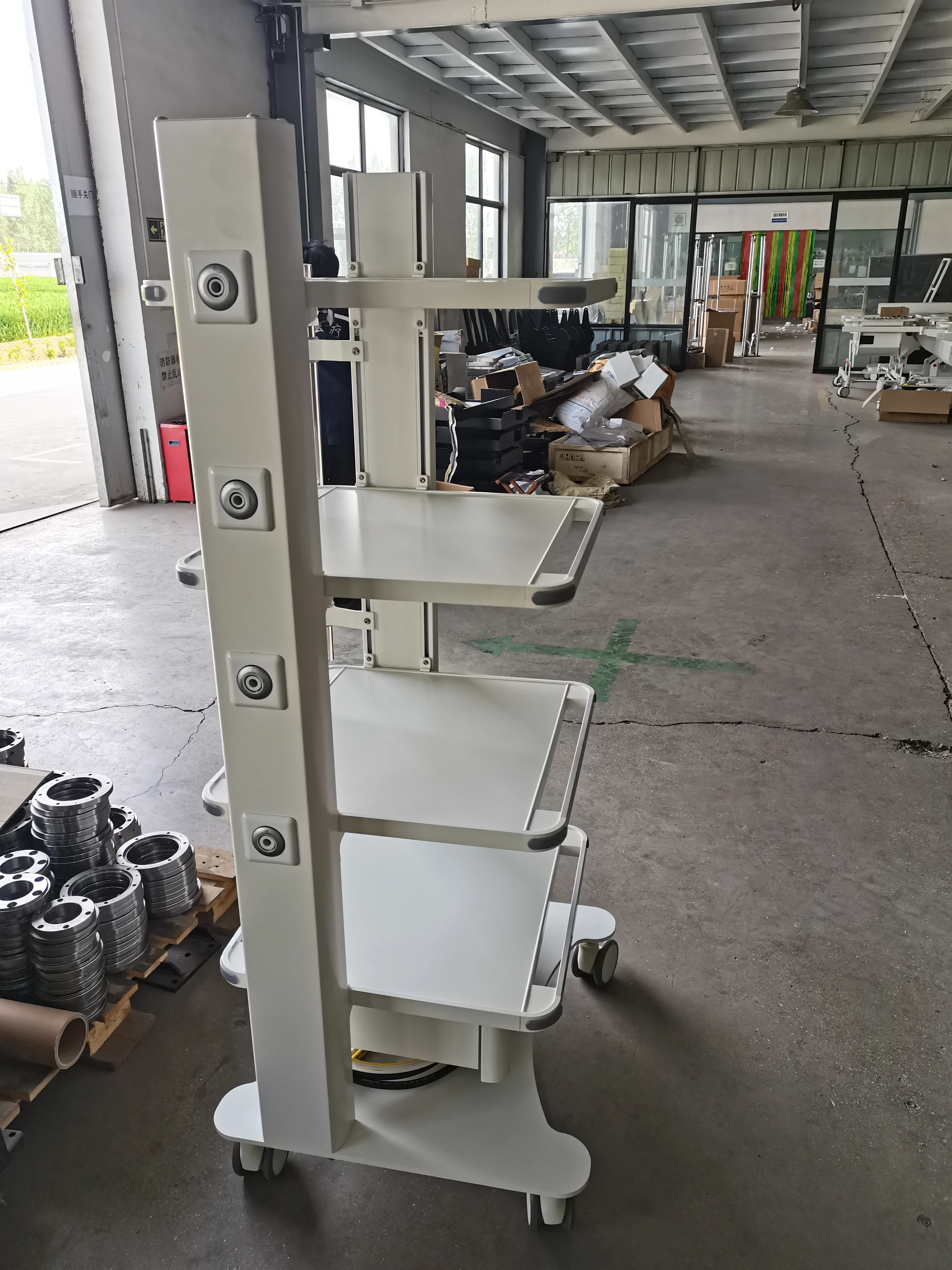 YSH Veterinary White Beautiful Strong No Fading and Rust High Quality Multifunctional Endoscope Trolley