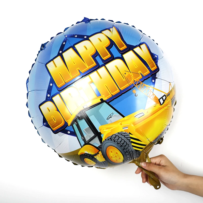 18 дюймов с днем рождения бульдозер мультфильм шар с алюминиевой пленкой для детей с днем рождения украшения сцены, воздушные шары, принадлежности для