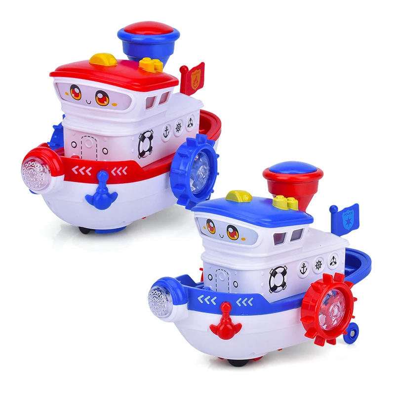 B/O Universal Police Cruise Ship Baby Plastic Boats Ship Toy With Light Music