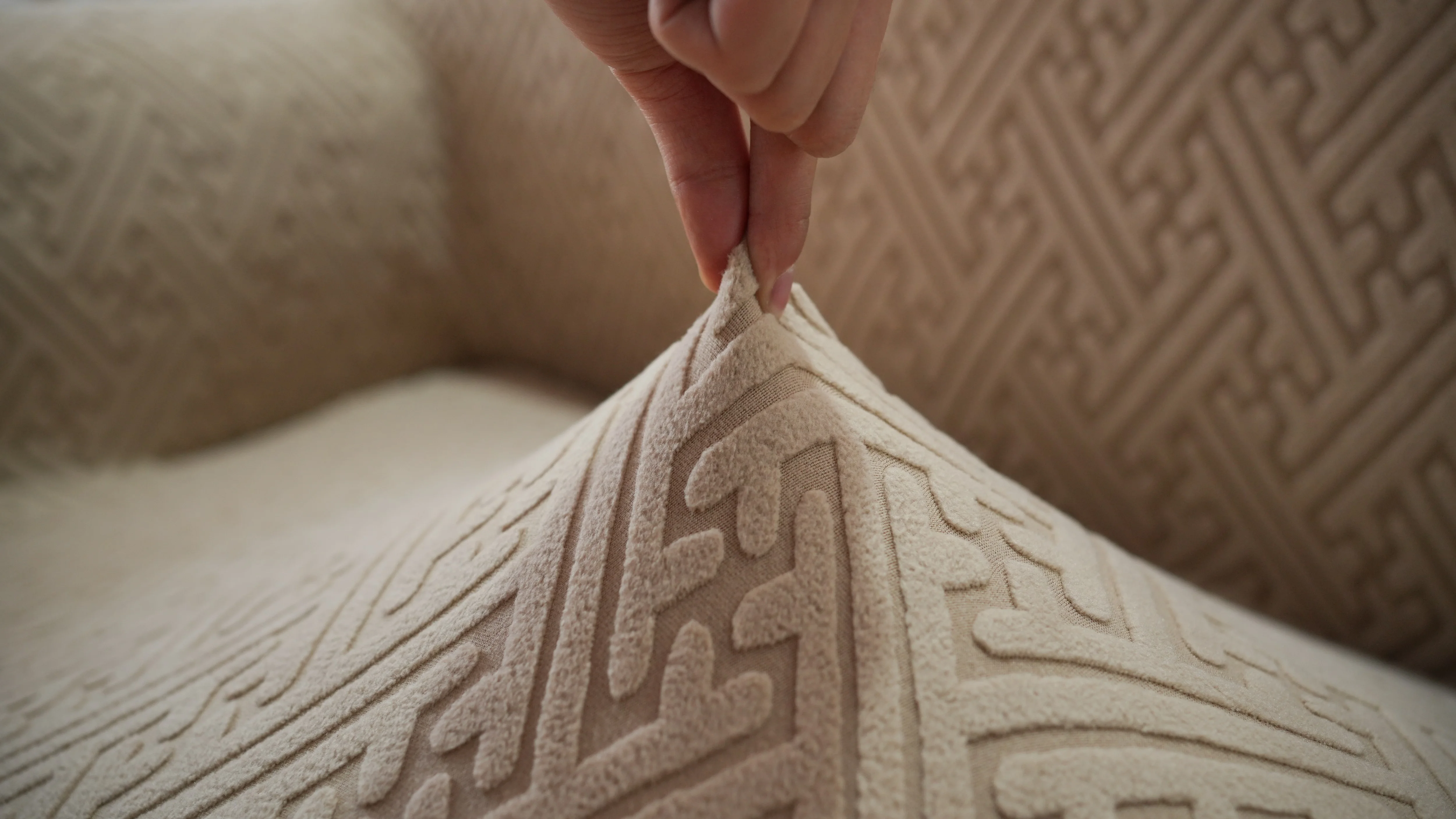 New design knitted jacquard sofa cover brushed elastic 1 2 3 seater soft slipcovers removable cover