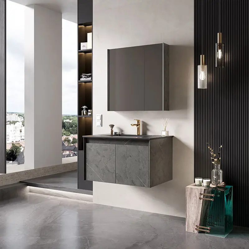 Luxury Floating Bathroom Vanity Supplier Mirror Cabinet Modern Wall Mounted Bathroom Vanity Set