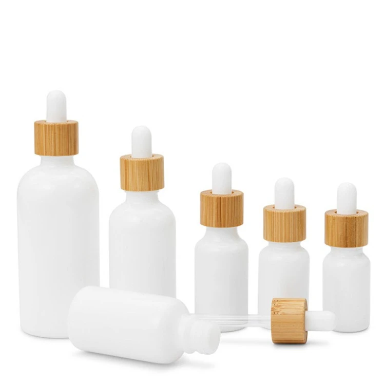 Porcelain Ceramic Glass Dropper Bottle Lid Essential Oil Bottle White with Bamboo Lh Unique Luxury Cosmetic Packaging 100pcs