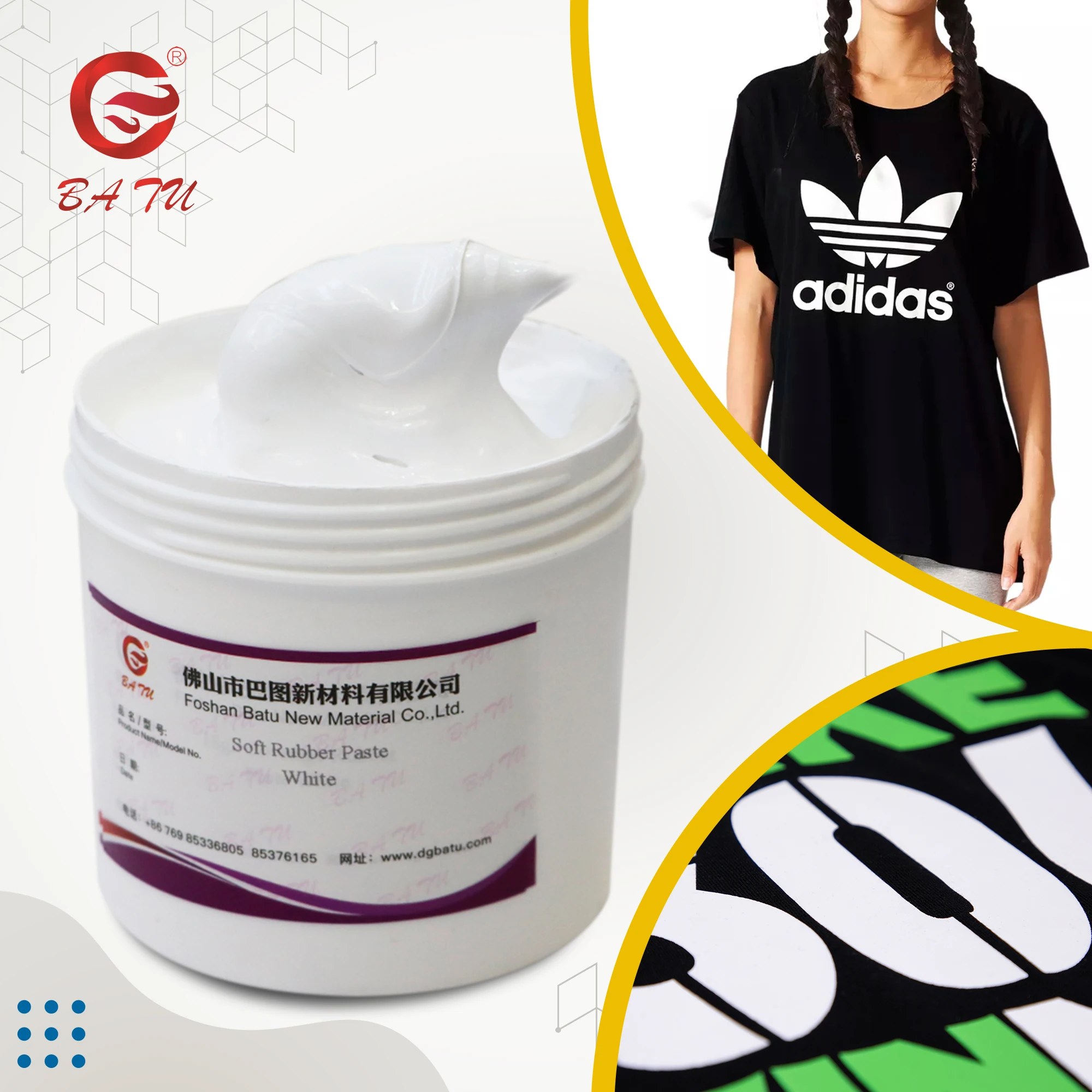 Eco friendly screen printing water base silkscreen ink soft rubber paste