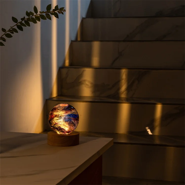 Christmas Day Birthday Gift Carved Solar Globe System Novelty Projection LED Night Light Luminous 3d Custom Crystal Ball
