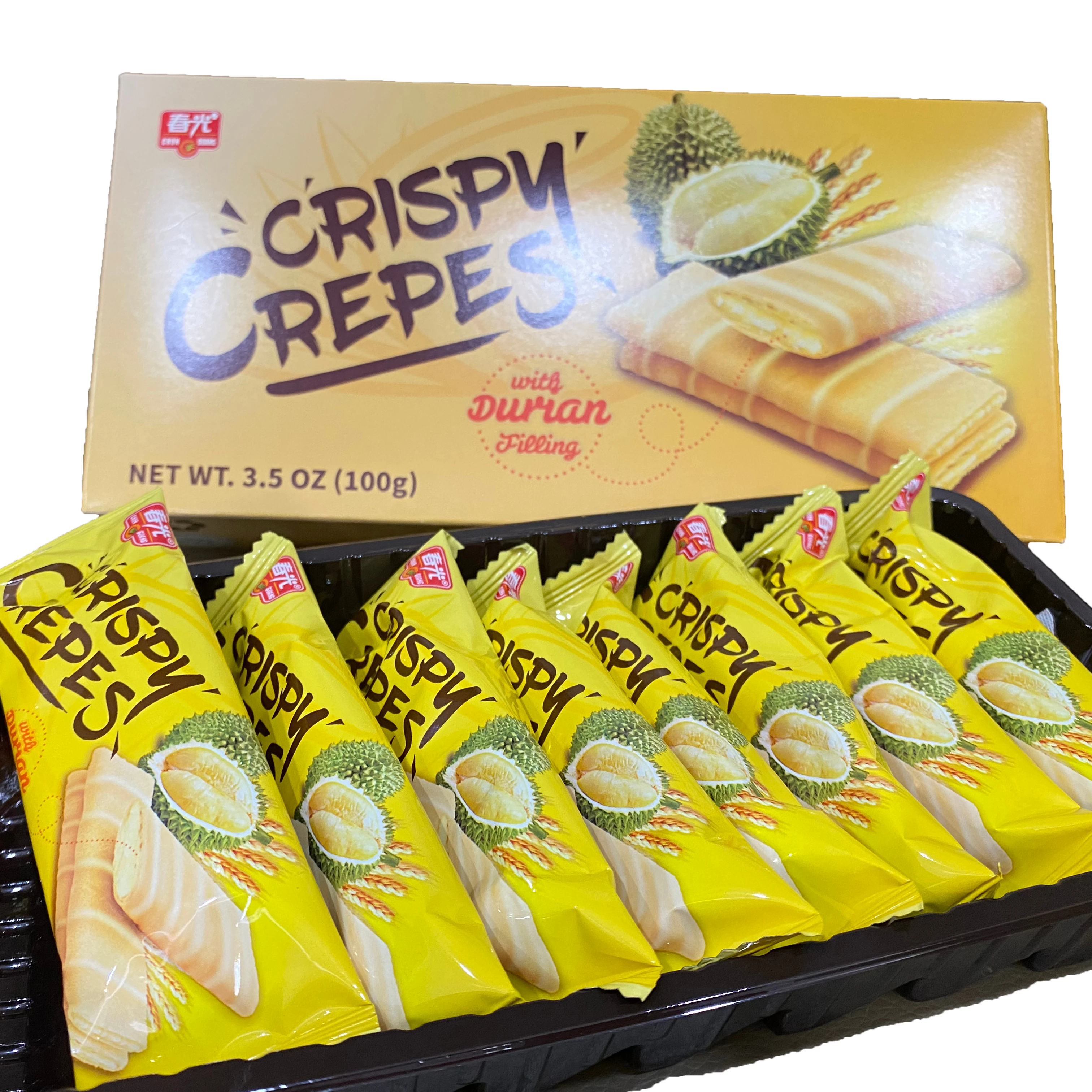 
Coconut biscuit with Durian cream filling, sandwich cracker, Crispy Crepes 