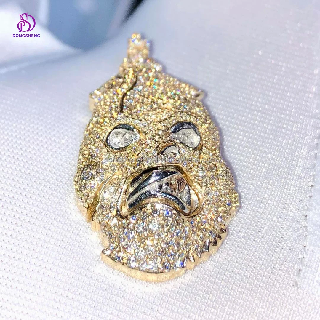 Wholesale 14K 18K Plating Gold Hip Hop Jewelry  Pendant Custom 925 Silver Iced Out VVS Moissanite Diamond Pendant For Mens