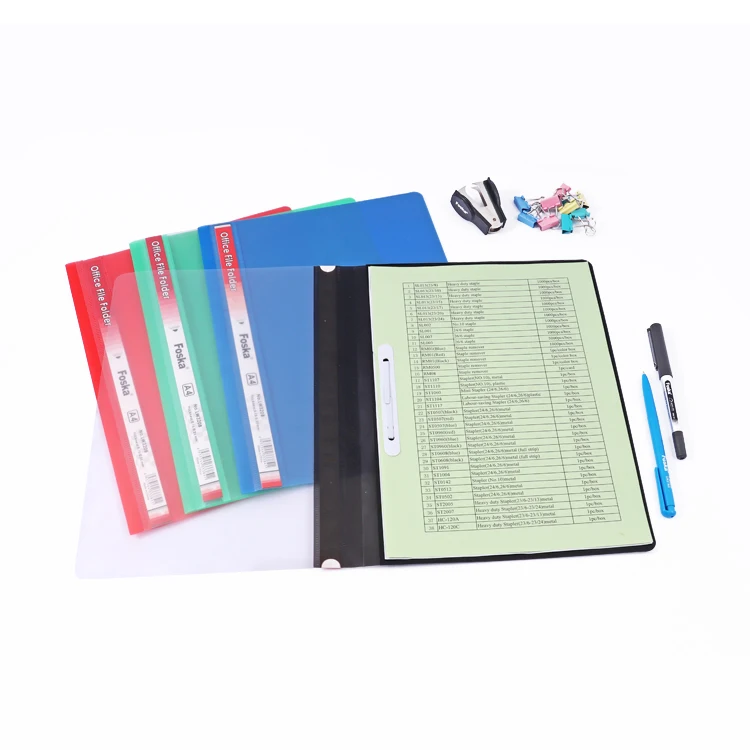 Foska PP File Folders Assorted Colors A4 Letter Size Standard Plastic Fastener File Folder for Schoolwork & Office