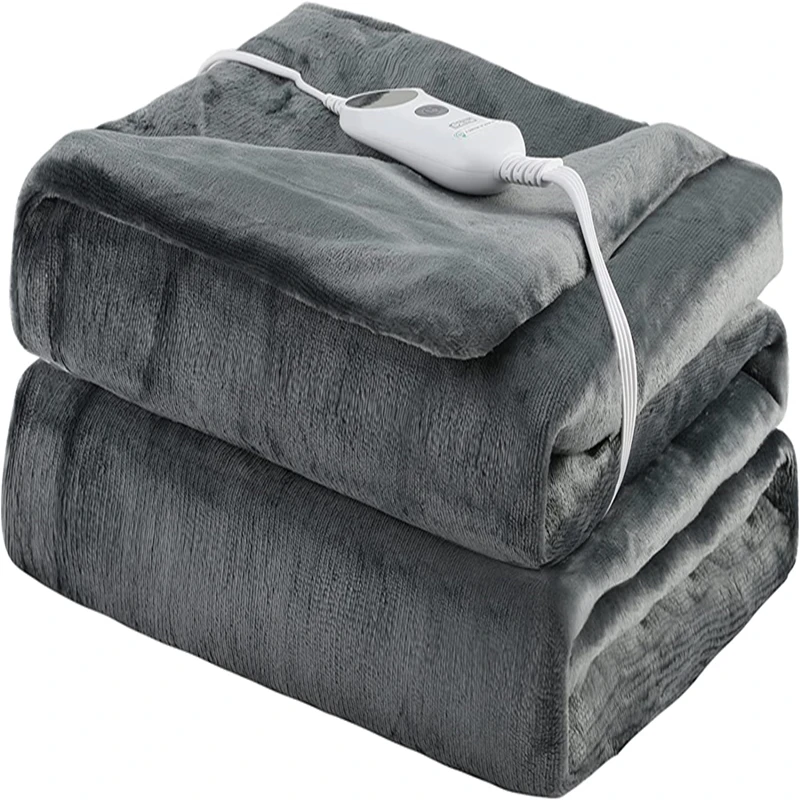 Wchiuoe Heated Blanket, 10 Heating Levels & 2-10H Auto Off Electric Blanket, Machine Washable Soft Flannel Fast Heating Throw Bl