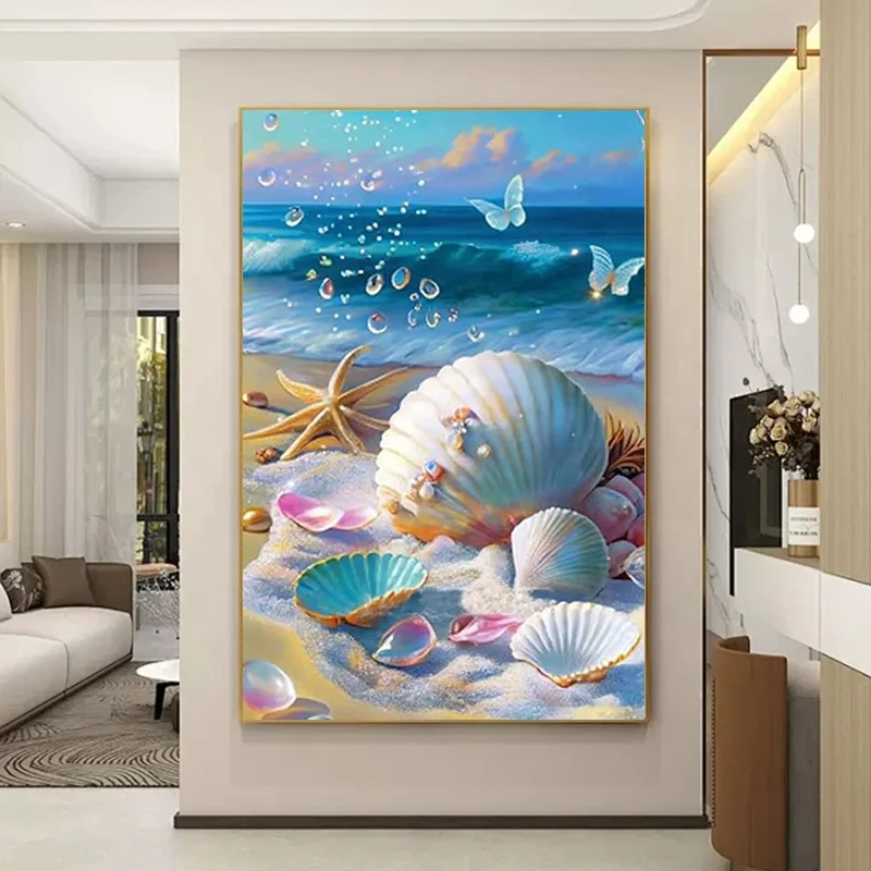 Custom crystal 5d diy Diamond art Painting Kits beach Rhinestone AB Full Drills Diamond Art Painting ab drills Decor Home