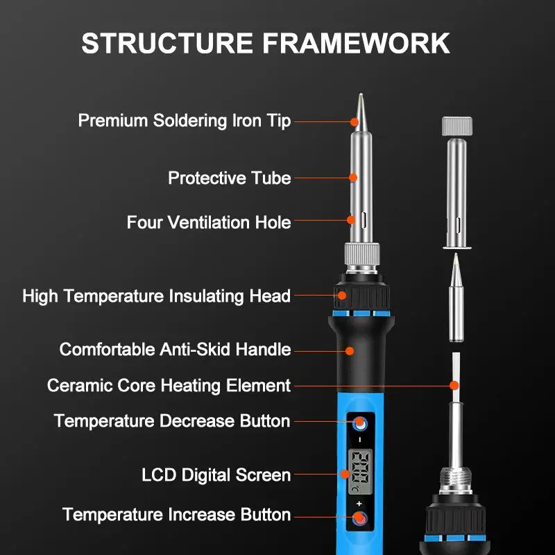 80W LCD Display digital electric soldering iron 110V/220V Adjustable temperature soldering irons