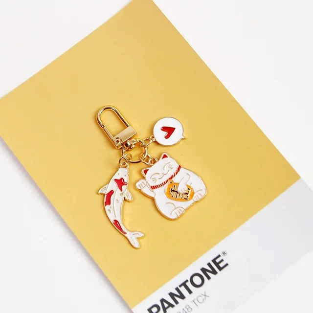 2021 Japan Anime Maneki Neko Lucky Cat Fortune Koinobori Keychain Key Chain Car For Women Bag Pendent