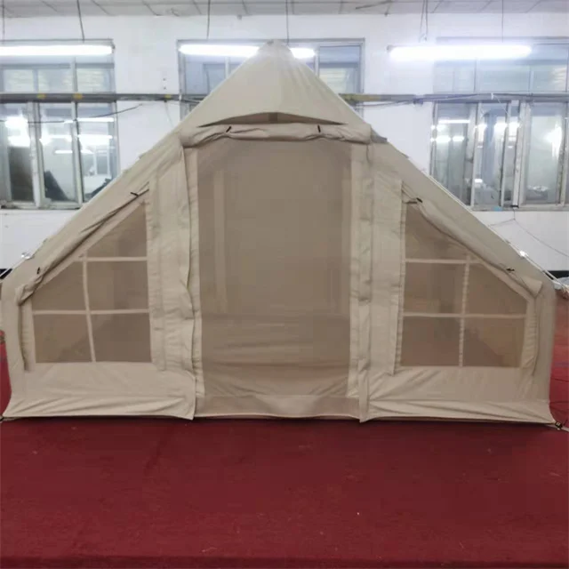 300*210*200CM Safari Glamping Waterproof Inflatable Tent Cotton Canvas Outdoor Building Style Fabric Combo Bottom Bell Tent