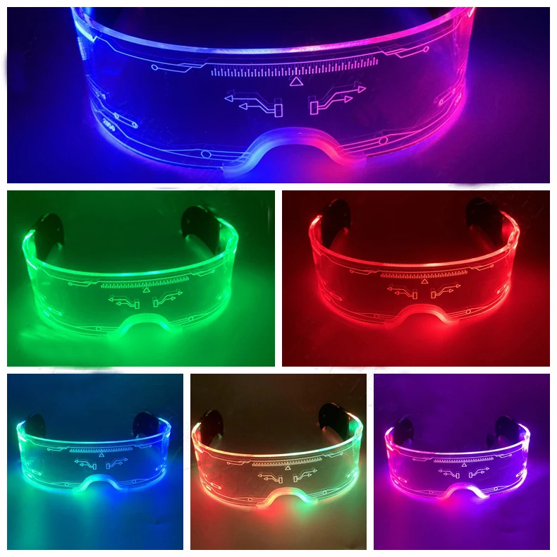 Оптовая продажа модные RGB светодиодные световые увеличительные очки в стиле кибер-панк для вечеринок концертов фестивалей