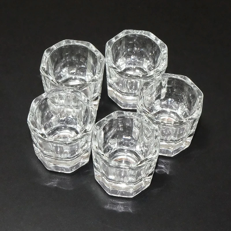 Crystal Glass Acrylic Powder Liquid Nail Cup Colorful Clear Dish Lid Bowl Cup Holder Equipment Nail Art Tools metal pallet