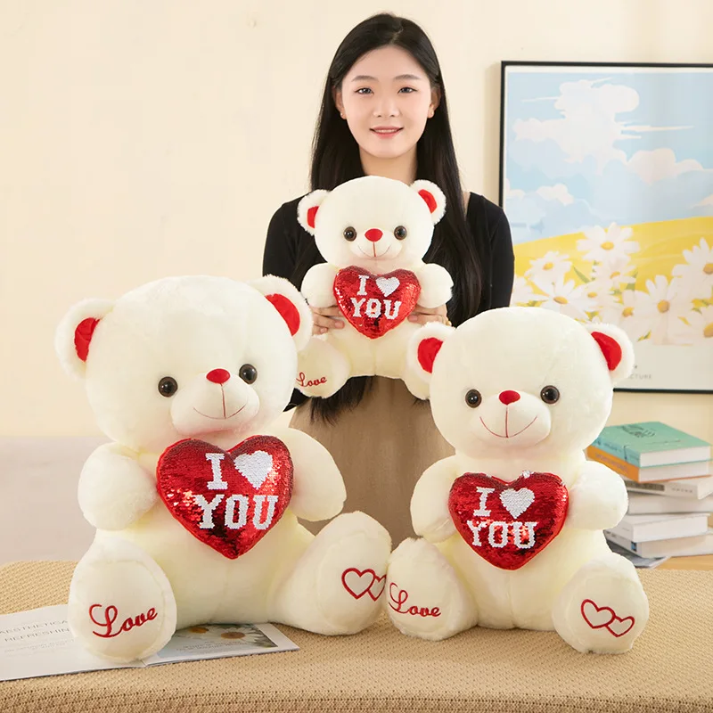 LED Glowing Peluche Stuffed Plush Teddy Love Bear doll Valentine Gifts red heart Teddy Bear Toys for Girls Women