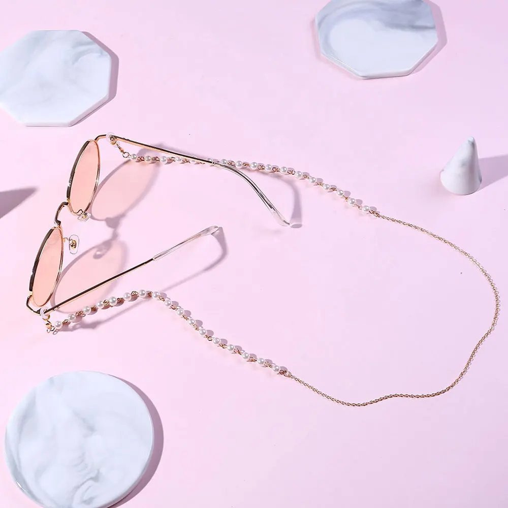 2022 Chic Fashion Reading Glasses Chain for Women Metal Sunglasses Cords Casual Pearl Beaded Eyeglass chain for glasses