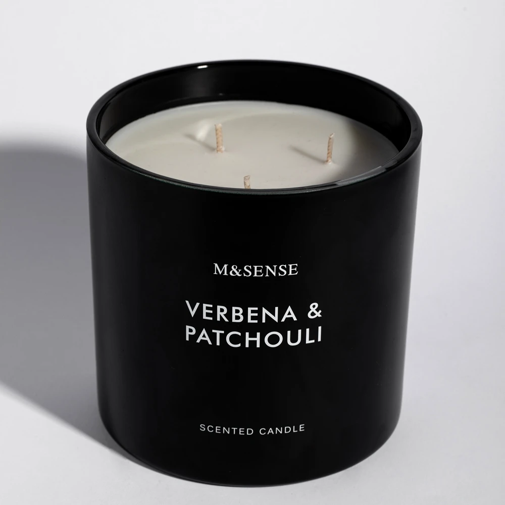 Wholesale Black Pillar Glass Jar Multi Wick Art Scented Soy Wax Candle
