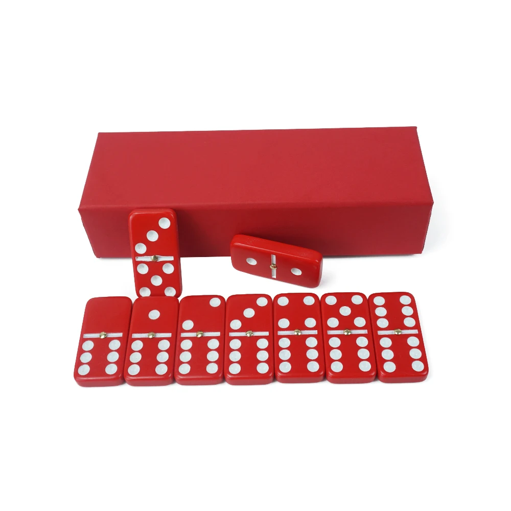 Заводская двойного 6 шесть домино 28 шт 8 мм толщина Красной с rouge бумажная картонная коробка для казино смешная