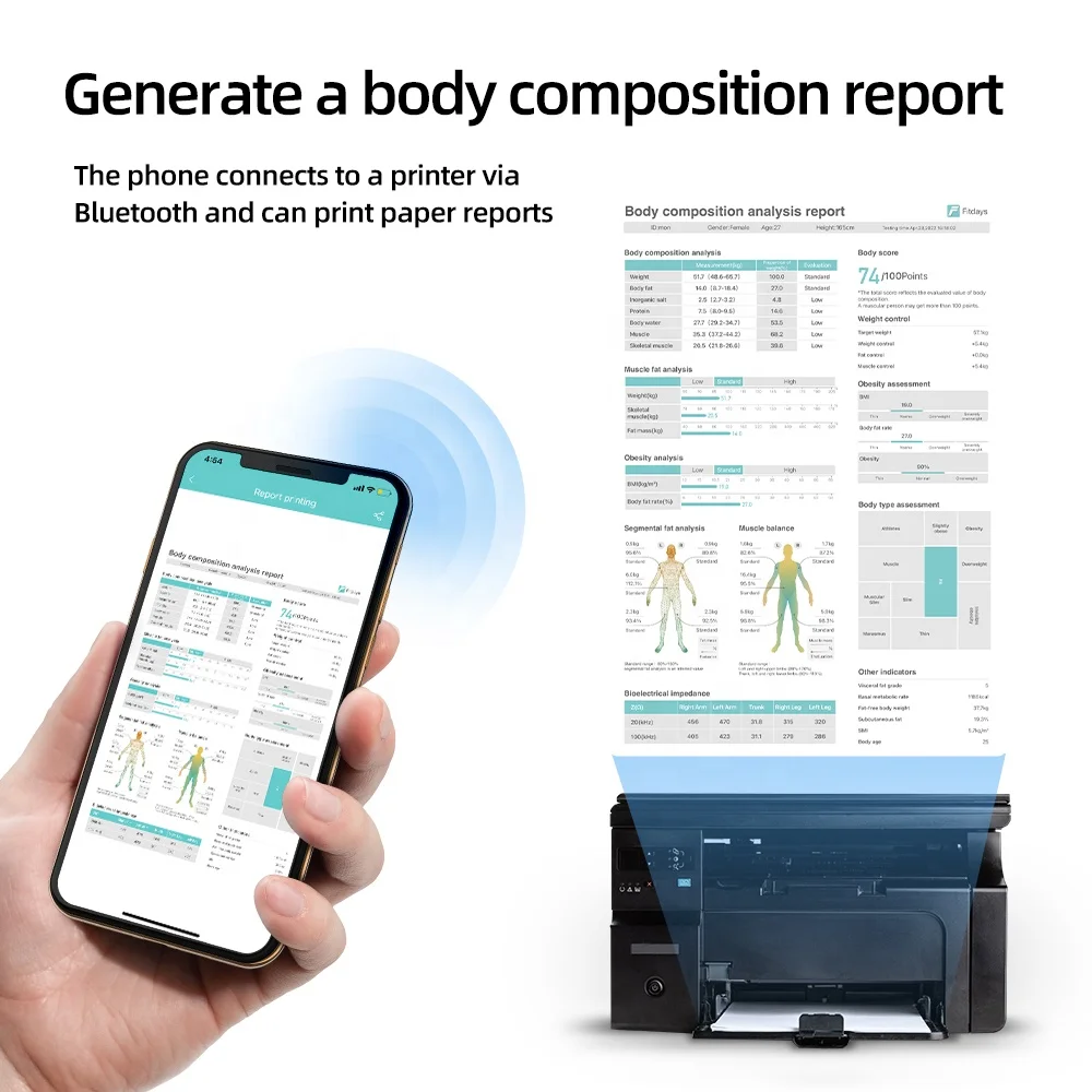 Smart Body Fat Scale 8 Sensors Electrodes Personal Weight Balance Health Body Scale With Handrails And App