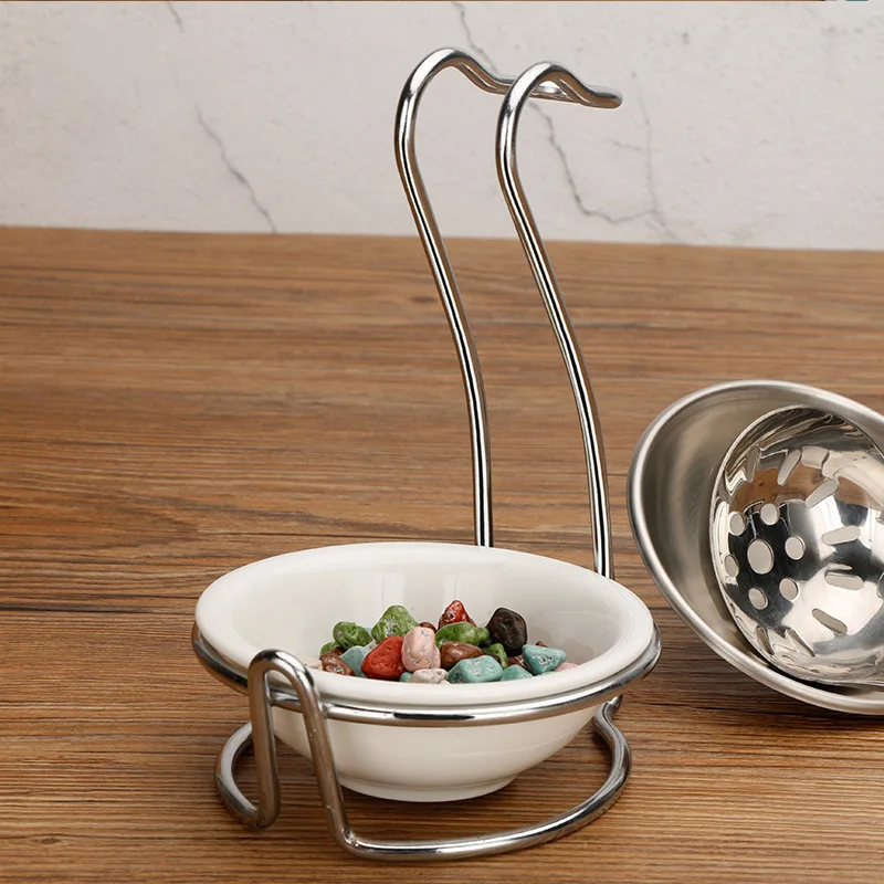 Restaurant  Buffet Serving Set Swan-shaped stainless steel soup spoon holder Soup Warmer Station Ceramic Soup Tureen Ladle