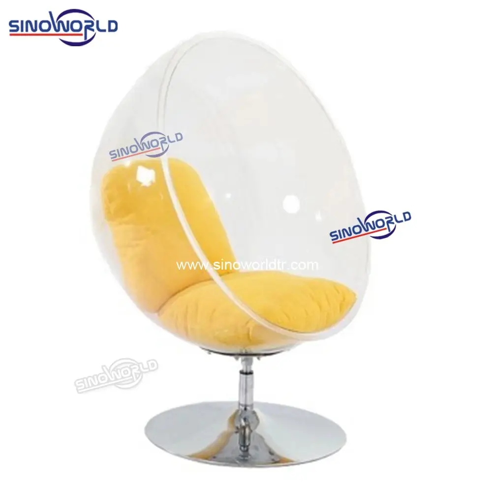 
Standing Egg Hanging Ball Chair Indoor Swing Hanging Bubble Chair with Yellow Cushion inside 