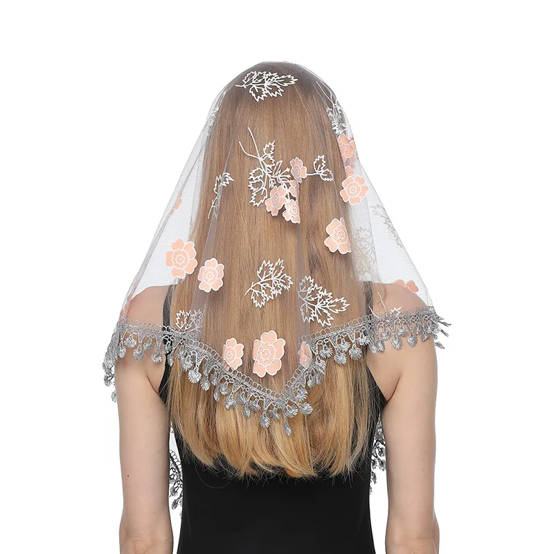 Triangle Lace Mantilla Veil Tulle Scarf Covering Church Veil for Mass Wedding Bridesmaids