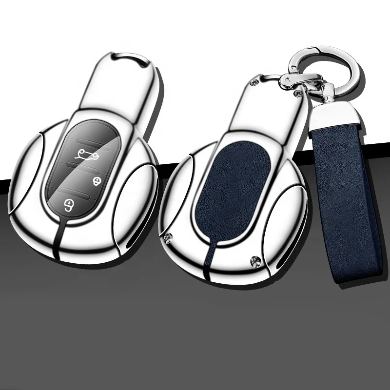 High Quality All-Inclusive Metal Car Key Cover Case Zinc alloy leather TPU Buckle Buttons Keychain For Mini Cooper