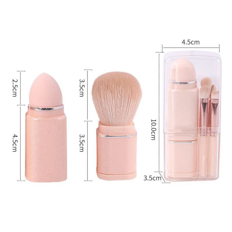 Short Handle Round Mushroom Head Nail Dust Face Foundation Blush Kabuki Powder Makeup Brush With Pu Zip Box Packing