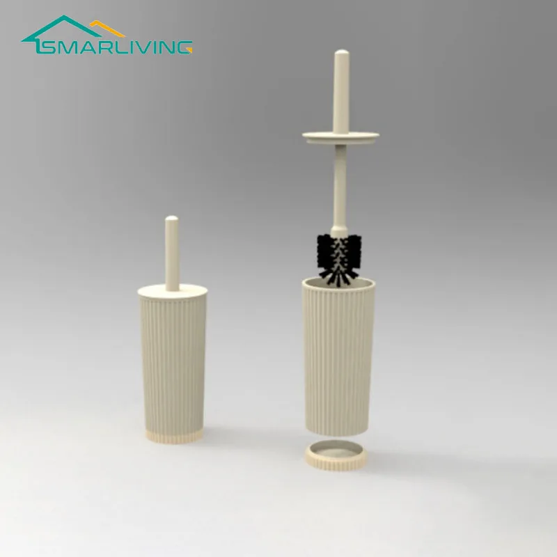 Plastic Toilet Brush and Holder With Long Handle Round Toilet Bowl Brush for Bathroom Toilet-Elegant-Cleaning-Bristles