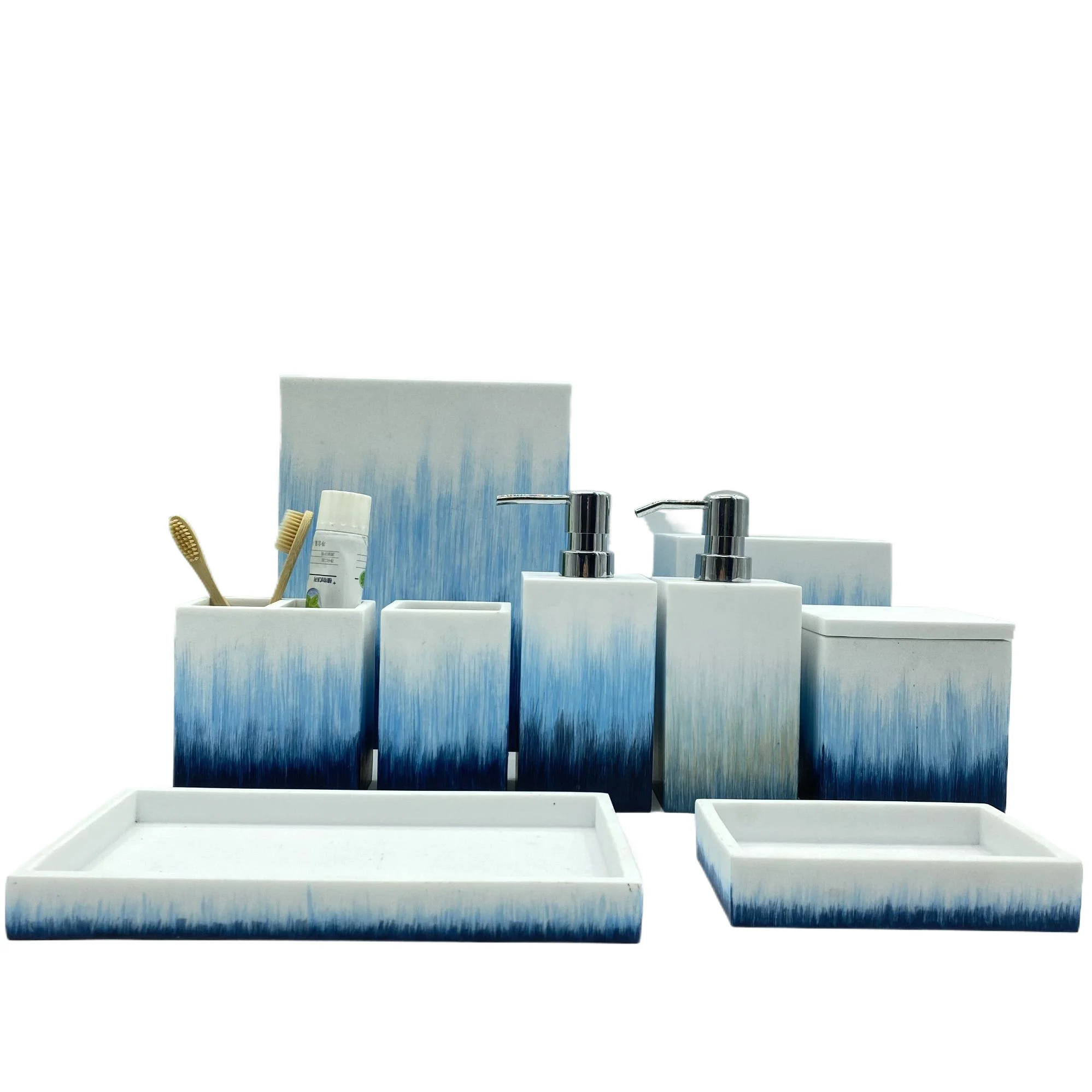 Hot Sale Luxury Decoration Bath Modern Soap Dish  Whole Stones Bathroom Sets Tissue Boxes Toilet Accessories