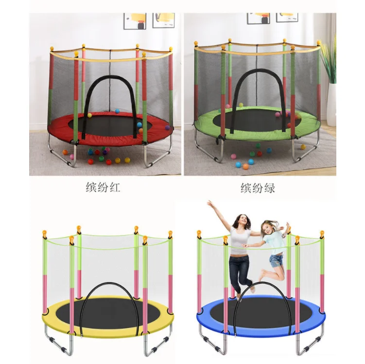 55 inch high quality blue circle U-shape leg factory price round  garden trampoline with safety net